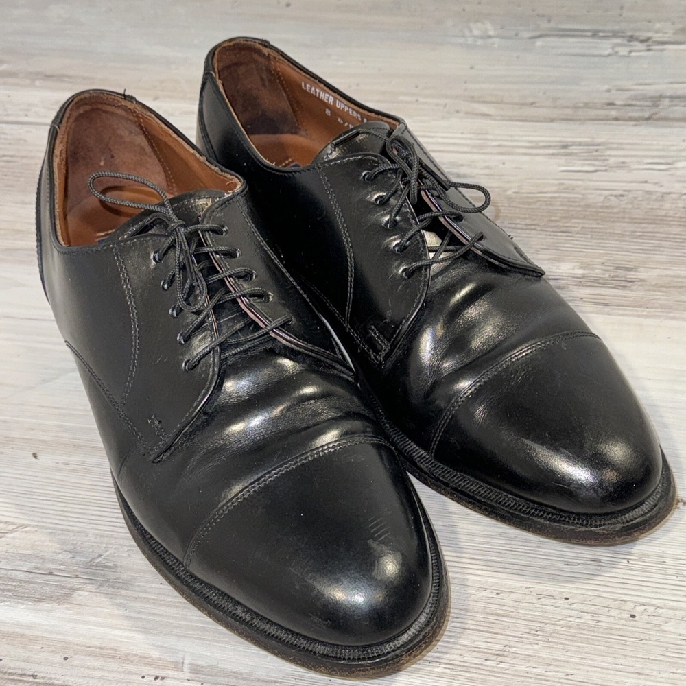 Nordstrom Sz US 8 Black Leather Cap Toe Oxford Mens Shoes Made‎ In USA